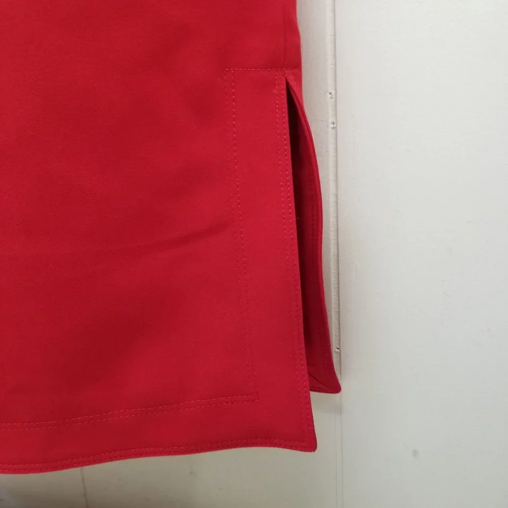 Banana Republic 2 Red Belted Pencil Skirt Side‎ Slit Career Office Twee Academia - Picture 4 of 7